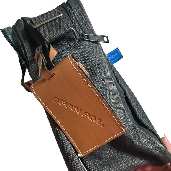 Vintage 80s Pan Am Charcoal canvas travel messenger bag with shoulder strap NWT - Picture 8 of 15